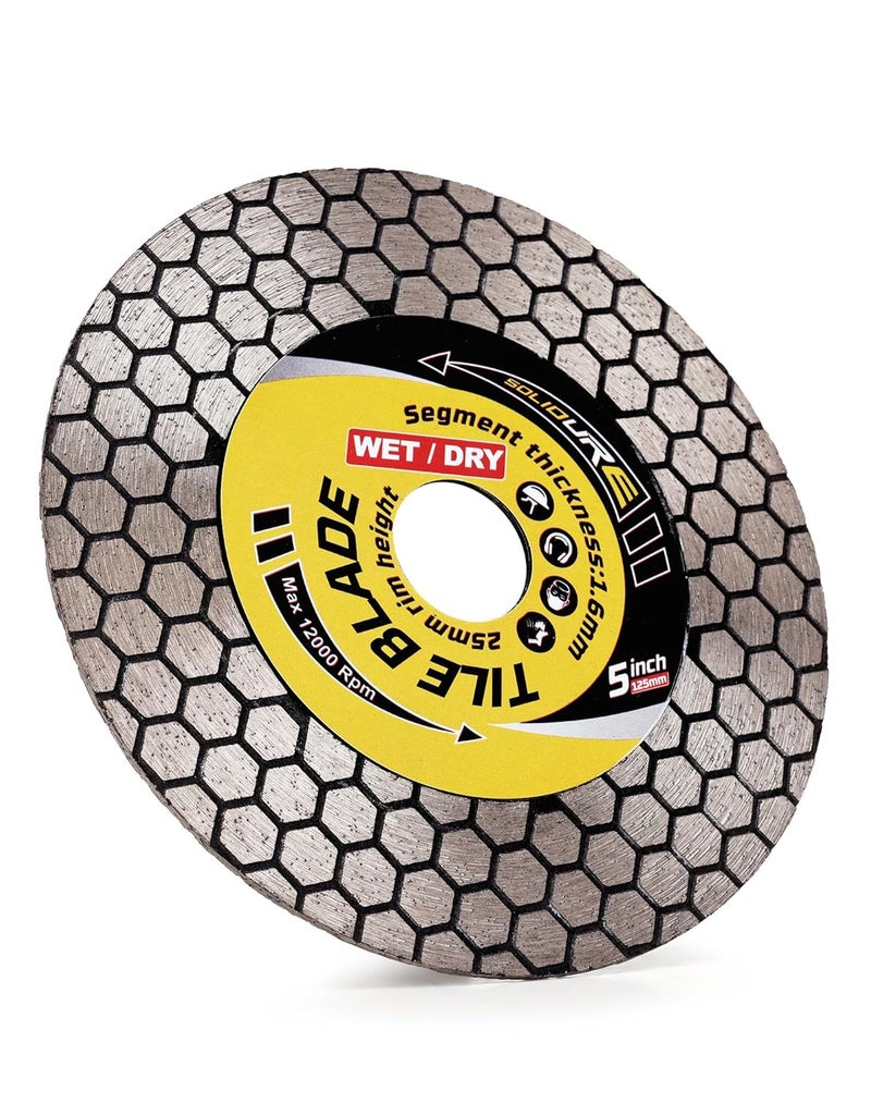 solidure 5“ Grinding Tile Blade Porcelain Diamond Blade Cutting and Grinding for Granite Marble Porcelain Tiles - Image 2